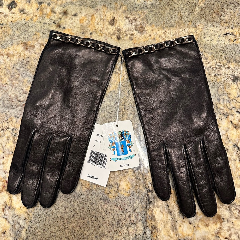 BNWT! Portolano Chain Napa Leather Short Gloves